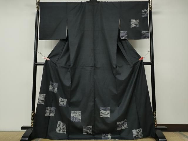 平和屋着物●訪問着　本場染大島紬　色紙流水文　正絹　逸品　CABF3299ut 平和屋着物○訪問着 本場染大島紬 色紙流水文 正絹 逸品 CABF3299ut