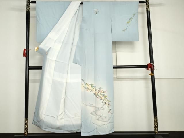 平和屋着物○本加賀友禅作家 笠瀬治夫 訪問着 流水枝花文 暈し染め