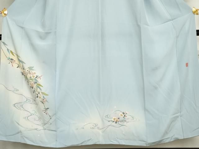 平和屋着物●本加賀友禅作家　笠瀬治夫　訪問着　流水枝花文　暈し染め　正絹　逸品　AABH7788cs 平和屋着物○本加賀友禅作家 笠瀬治夫 訪問着 流水枝花文 暈し染め