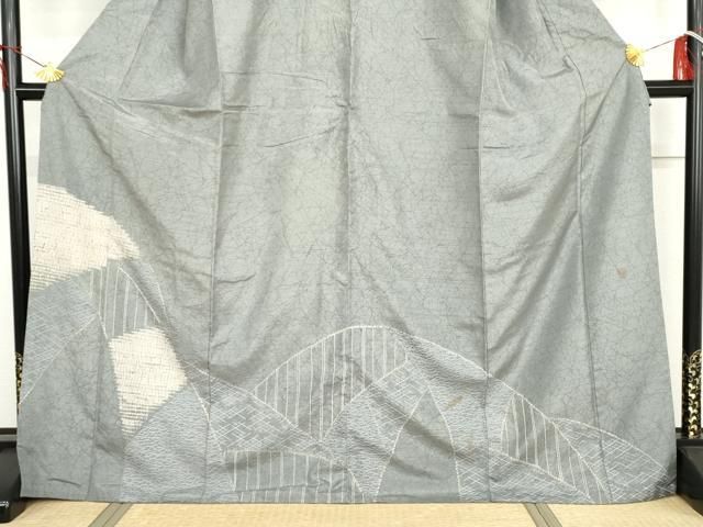 平和屋着物●本場大島紬　染大島　訪問着　杢目絞り　作家物　露芝文　正絹　逸品　AABH7789cs 平和屋着物○本場大島紬 染大島 訪問着 杢目絞り 作家物 露芝文 正絹
