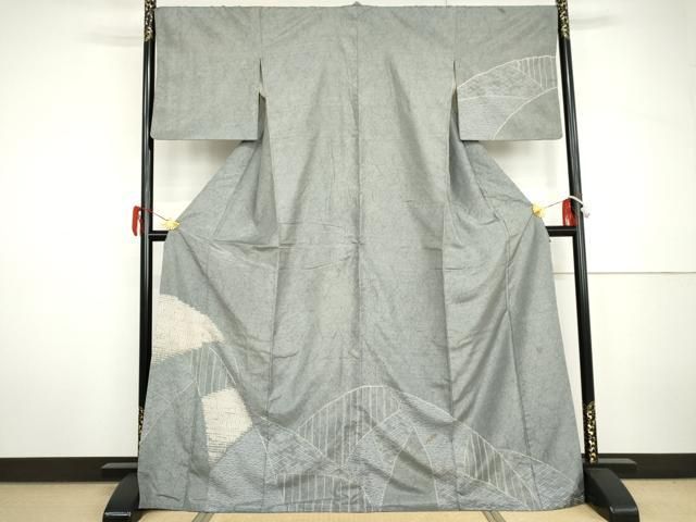 平和屋着物●本場大島紬　染大島　訪問着　杢目絞り　作家物　露芝文　正絹　逸品　AABH7789cs 平和屋着物○本場大島紬 染大島 訪問着 杢目絞り 作家物 露芝文 正絹