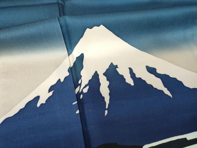 平和屋着物●訪問着　葛飾北斎　富嶽三十六景　武洲玉川　ロング丈　正絹　逸品　AABH7077ck 平和屋着物○訪問着 葛飾北斎 富嶽三十六景 武洲玉川 ロング丈 正絹