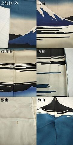 平和屋着物○訪問着 葛飾北斎 富嶽三十六景 武洲玉川 ロング丈 正絹