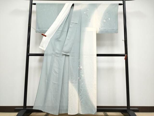 平和屋着物＊夏物　訪問着　絽　手描き　光琳草花文　暈し染め　金彩　正絹　逸品　CABF2524tx 平和屋着物＊夏物 訪問着 絽 手描き 光琳草花文 暈し染め 金彩 正絹