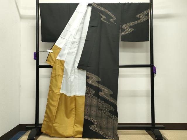 平和屋着物●訪問着　道長花唐草文　黒地　洗える着物　CABD9269gh 平和屋着物○訪問着 道長花唐草文 黒地 洗える着物 CABD9269gh - メルカリ