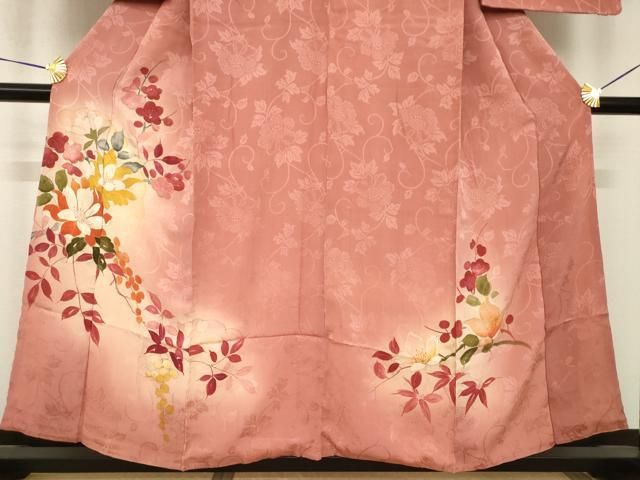 平和屋着物○アンティーク 大正ロマン 色留訪問着 枝花文 暈し染め