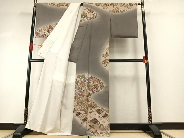 平和屋着物●訪問着　作家物　辻が花　暈し染め　金彩　三越扱い　正絹　逸品　AABH4989fy 平和屋着物○訪問着 作家物 辻が花 暈し染め 金彩 三越扱い 正絹 逸品