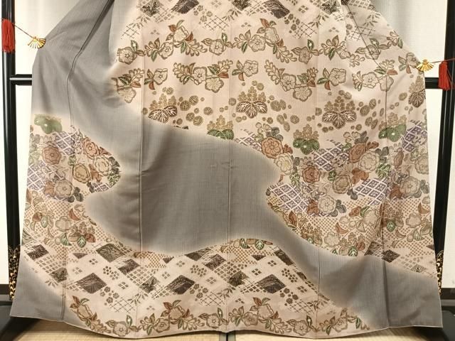 平和屋着物●訪問着　作家物　辻が花　暈し染め　金彩　三越扱い　正絹　逸品　AABH4989fy 平和屋着物○訪問着 作家物 辻が花 暈し染め 金彩 三越扱い 正絹 逸品