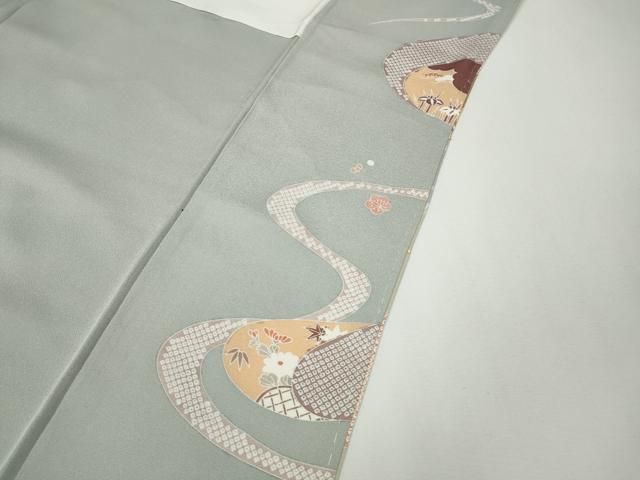 平和屋着物●訪問着　駒刺繍　道長草花文　金銀彩　正絹　逸品　CABF3363ut 平和屋着物○訪問着 駒刺繍 道長草花文 金銀彩 正絹 逸品 CABF3363ut