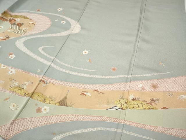 平和屋着物○訪問着 駒刺繍 道長草花文 金銀彩 正絹 逸品 CABF3363ut