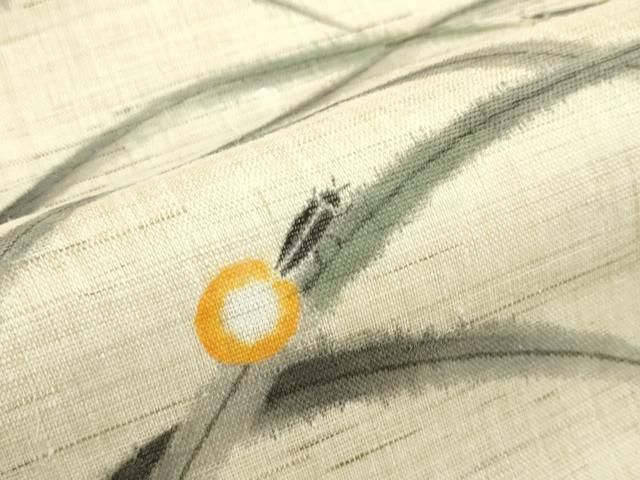 平和屋着物＊夏物　九寸開き名古屋帯　作家物　手描き　蛍　麻　逸品　CABF4655rv 平和屋着物＊夏物 九寸開き名古屋帯 作家物 手描き 蛍 麻 逸品