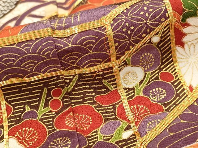平和屋着物■訪問着　駒刺繍　吉祥貝桶花文　金彩　正絹　逸品　AABI6395st 平和屋着物□訪問着 駒刺繍 吉祥貝桶花文 金彩 正絹 逸品 AABI6395st