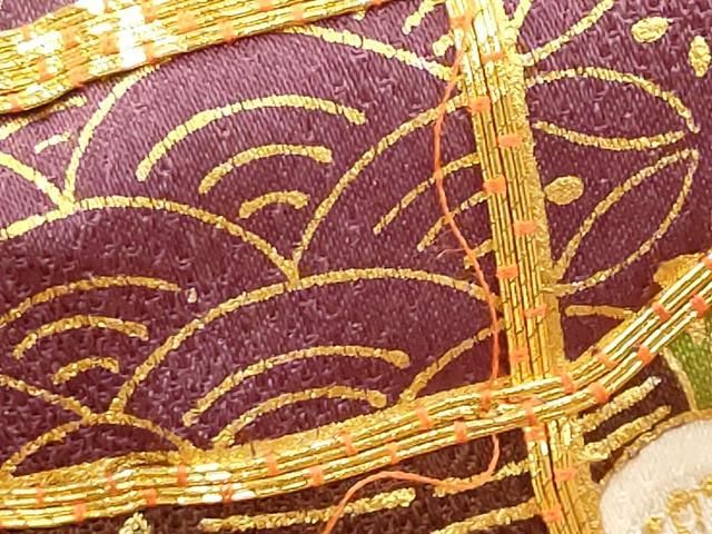平和屋着物□訪問着 駒刺繍 吉祥貝桶花文 金彩 正絹 逸品 AABI6395st