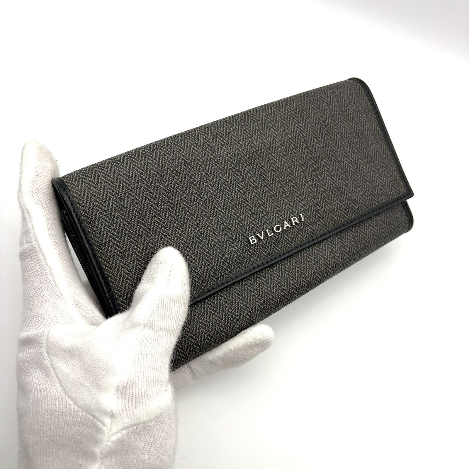 美品 】BVLGARI ブルガリ ヘリンボーン ウィークエンド 長財布 PVC