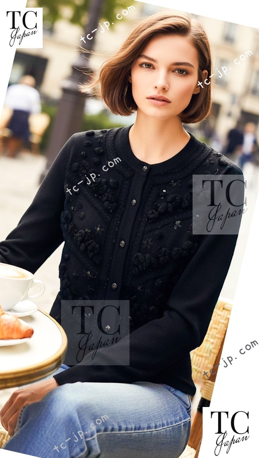 シャネル カーディガン CHANEL ブラック スパンコール 装飾 カシミヤ 100% ニット カール・ラガーフェルド 豪華 超美品 36 38 40 CHANEL - シャネル カーディガン CHANEL ブラック スパンコール 装飾