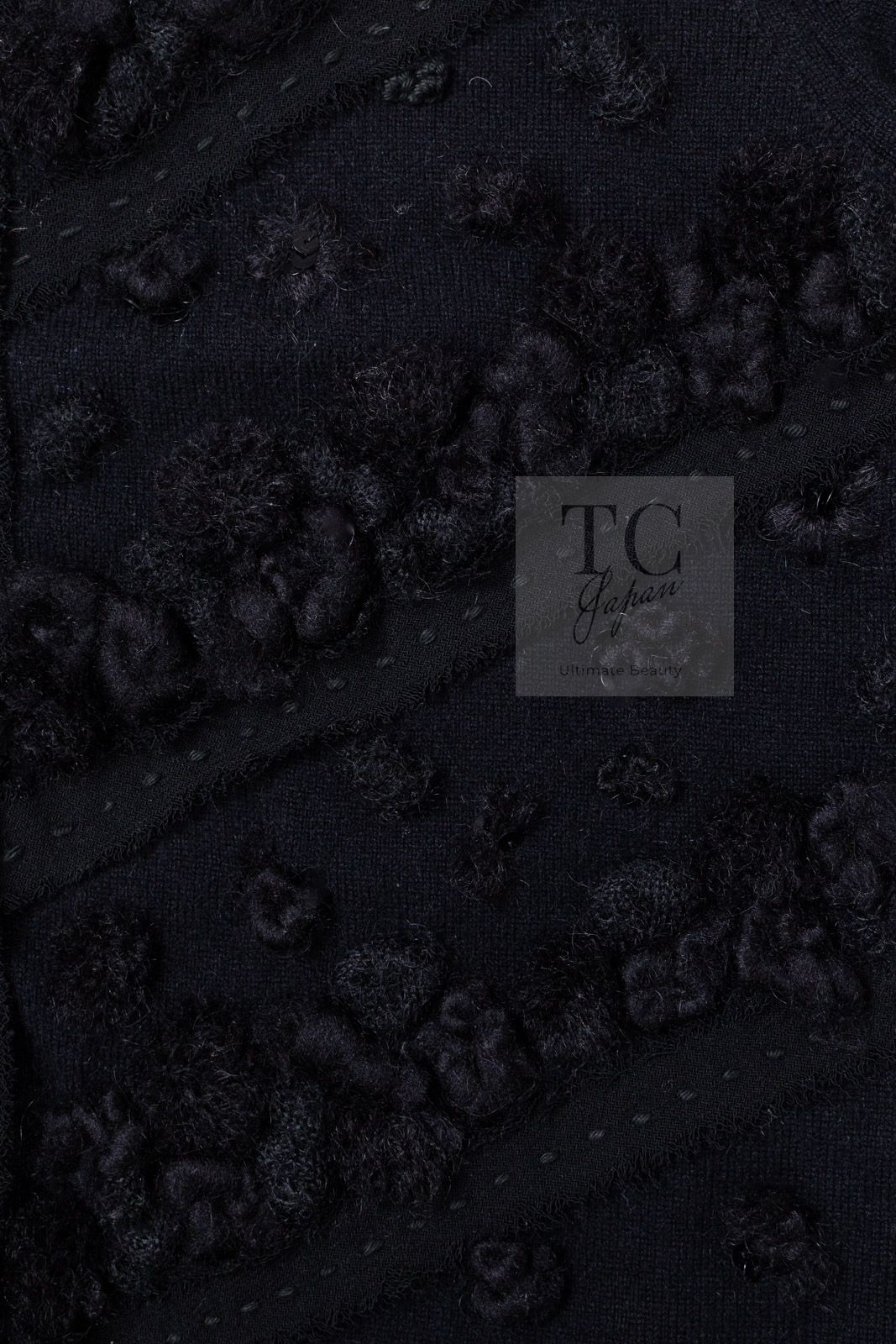 シャネル カーディガン CHANEL ブラック スパンコール 装飾 カシミヤ