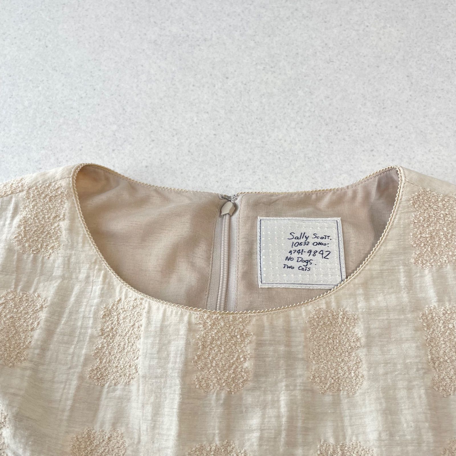 Sally Scott サリースコット リネン混 刺繍 フレア チュニック 