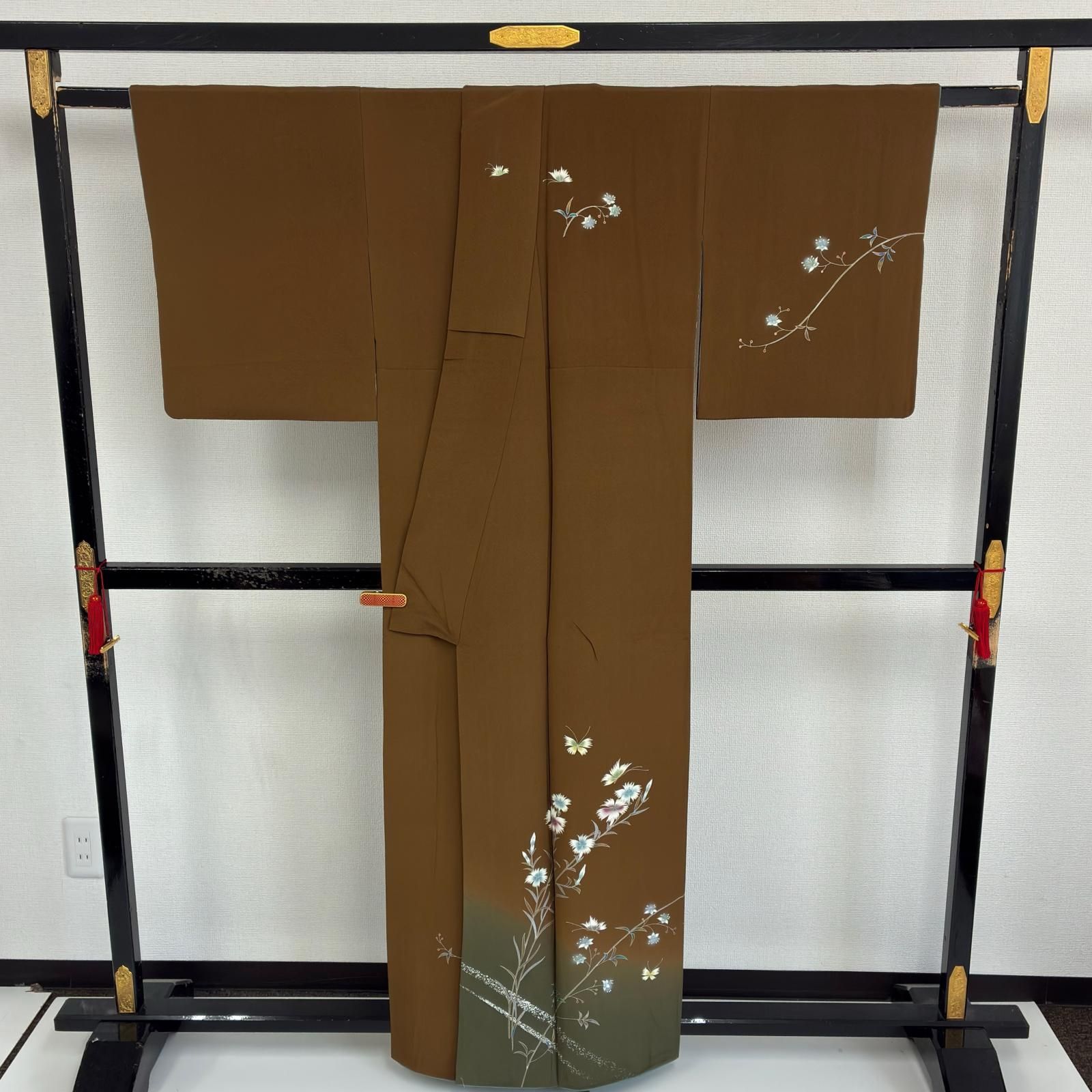 付け下げ 正絹 一つ紋 暈し染め 美しい花草 袷 着物 MK-6851 - メルカリ