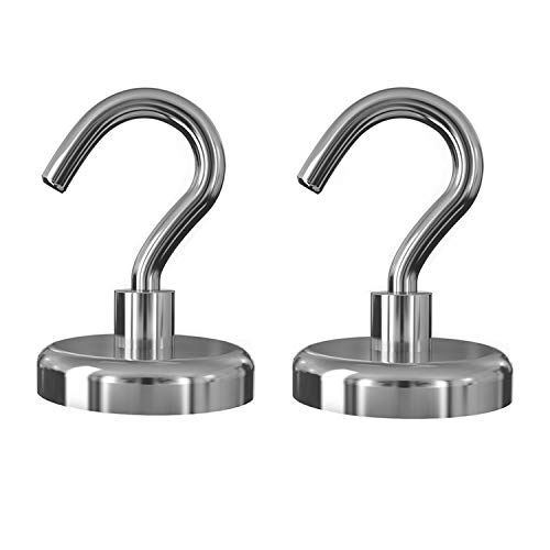 超強力 マグネットフック Cosego 2個入 垂直耐荷重80kg 金属製 直径4.8cm 磁石付き キッチン用 オフィス用 業務用 玄関 倉庫 壁掛け 収納 フック シルバー美品　おすすめ