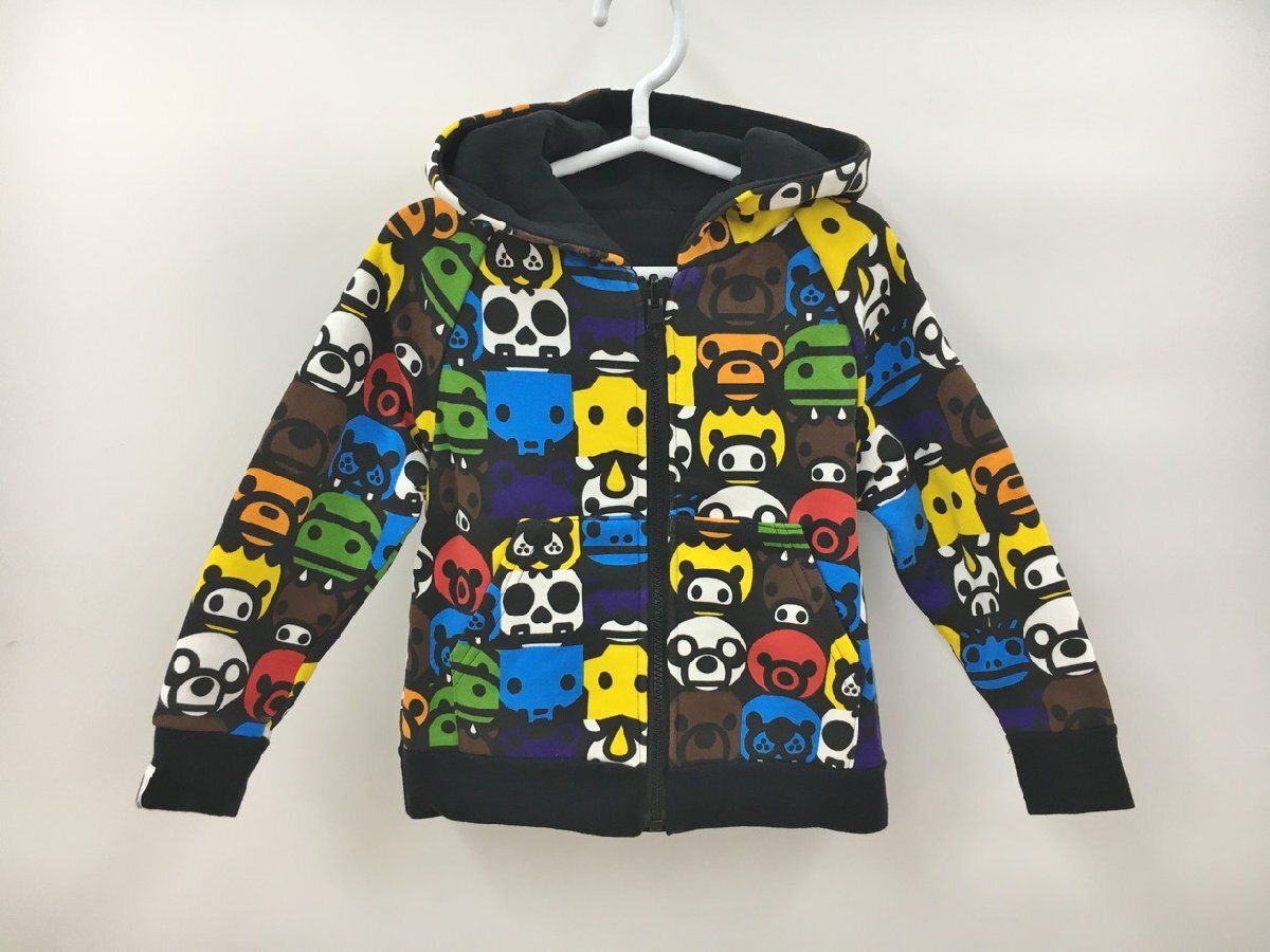 ベイプキッズ BAPE KIDS パーカー 110 総柄 リバーシブル アベイシング 