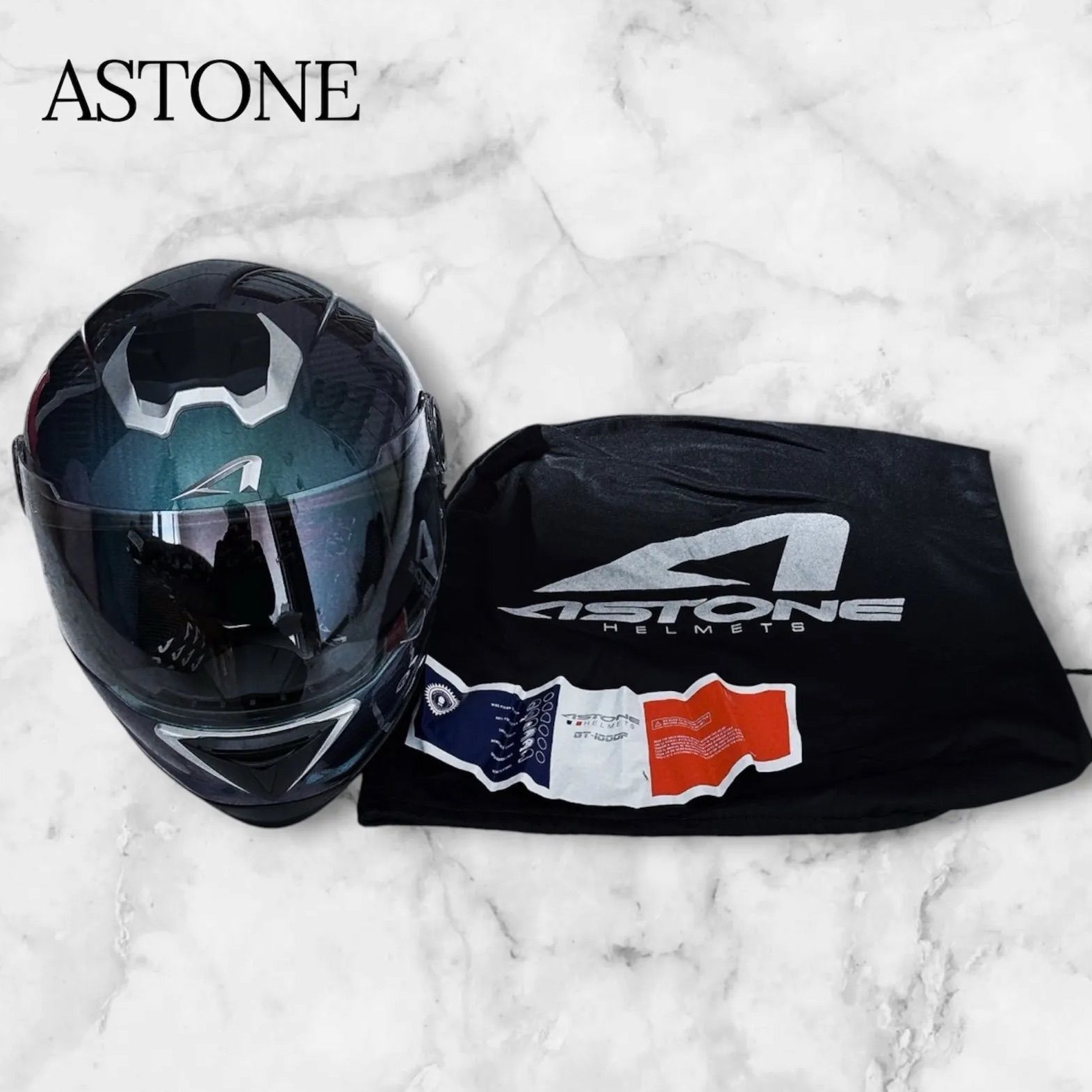 美品 ASTONE アストン GT-1000F カーボン フルフェイス ヘルメット M 
