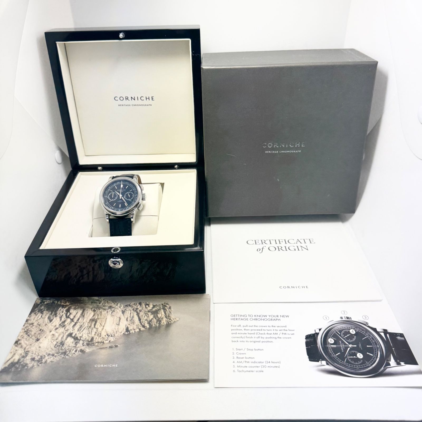 美品・希少】腕時計 メンズ コーニッシュ CORNICHE ヘリテージ クロノ 