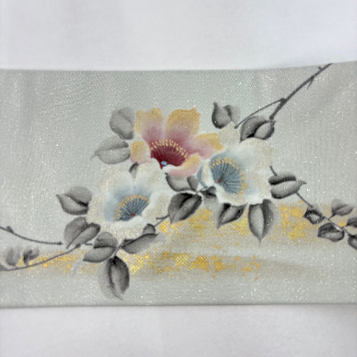 美品】 名古屋帯 秀品 花鳥 霞 金彩 銀通し 灰緑 正絹 【中古】 - メルカリ