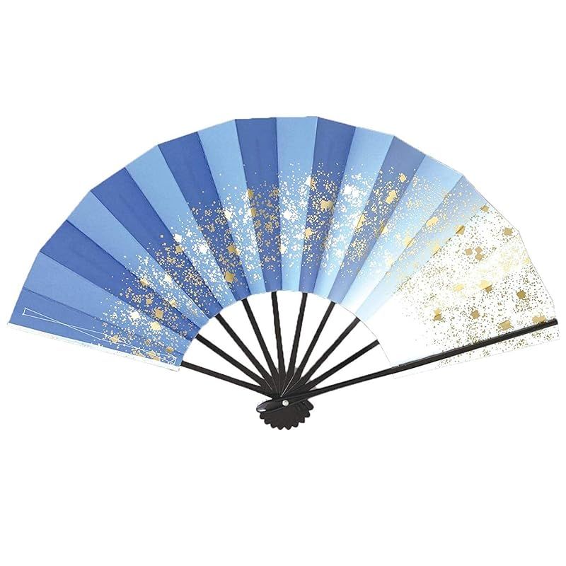 [花かげ] 舞扇子 愛 1218 天の川 9寸5分 黒塗骨 踊り用 (青) 0