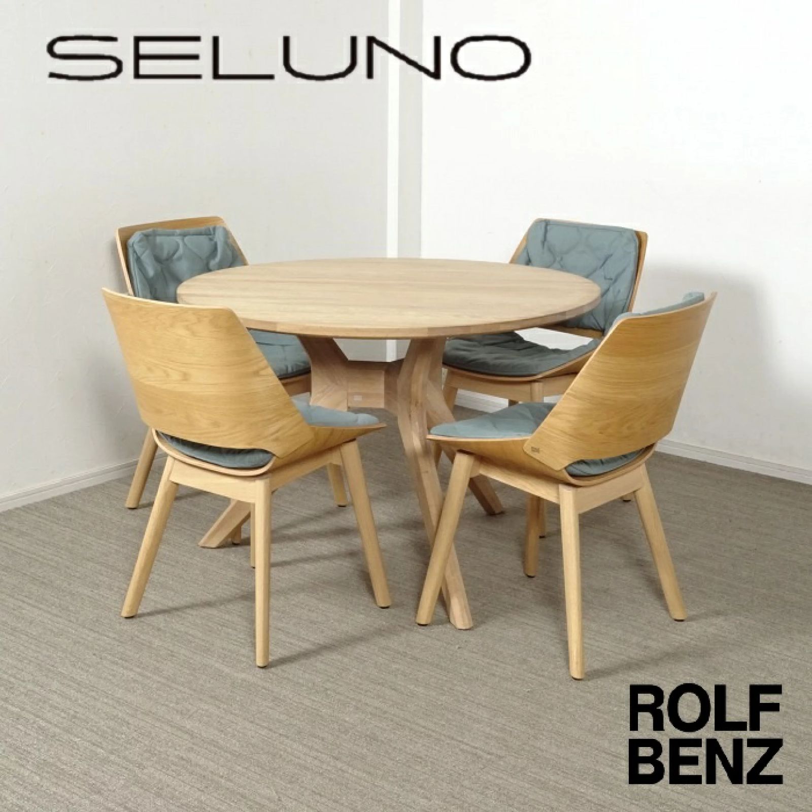 JY ROLFBENZ/ロルフベンツ ドイツ製 レザーダイニングチェア 4脚セット  中古品 ROLF BENZ（ロルフベンツ）ラウンジチェア 「562」回転式 布＃26.204