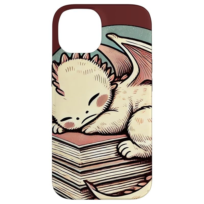 【新品】 本のイラストリーダーに眠れるドラゴン スマホケース iPhone 14 用 1