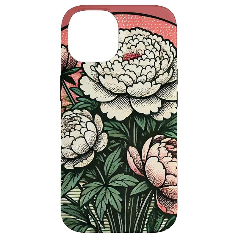 【新品】 牡丹 イラスト 牡丹 作品 スマホケース iPhone 14 用 1