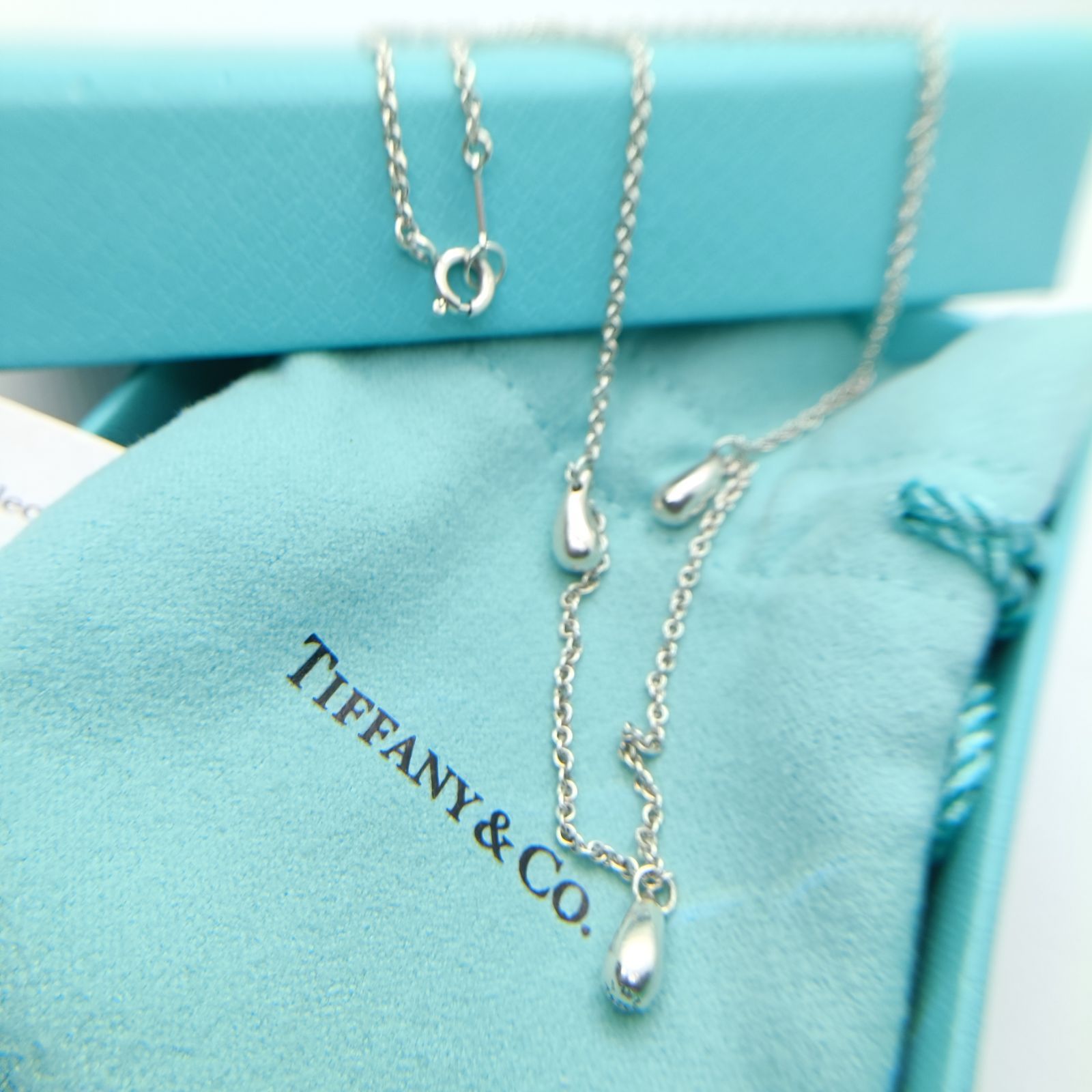 極美品✨️ ティファニー ティアドロップ 3個 3連 ネックレス 雫 925 