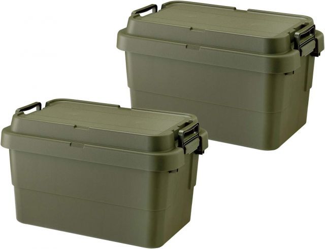 リス(RISU) 収納ボックス トランクカーゴ 50L グリーン 日本製 TC-50S 2個セット コンテナ ボックス スタッキング 屋外収納 キャンプ 防水 GHON106