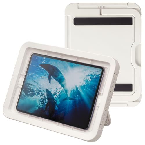 リズム(RHYTHM) タブレット 防水ケース 【 日本製 】 防水 IPX7 相当 お風呂 OK 角度調節可能な収納 スタンド ・ 壁掛け 背面 マグネット 白色 23.7x32.2x3.2cm Made in Japan「MAGCASE T」美品　おすすめ