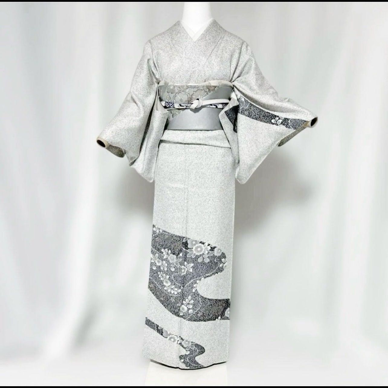 美品　バチ衿　訪問着&袋帯セット 新品の丸組帯締めお付けします 特選 正絹 辻ヶ花 訪問着 フルセット 美品 辻ヶ花袋帯 新品高麗組