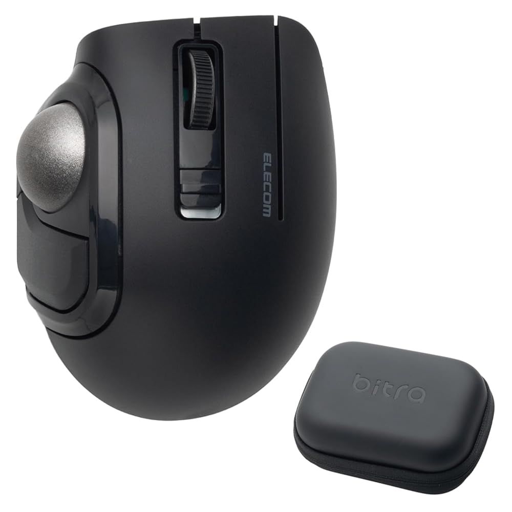 エレコム トラックボールマウス bitra 静音 親指操作 Bluetooth 無線2.4GHz 2台マルチペアリング 5ボタン 専用収納ケース付 ブラック M-MT1MRSABK