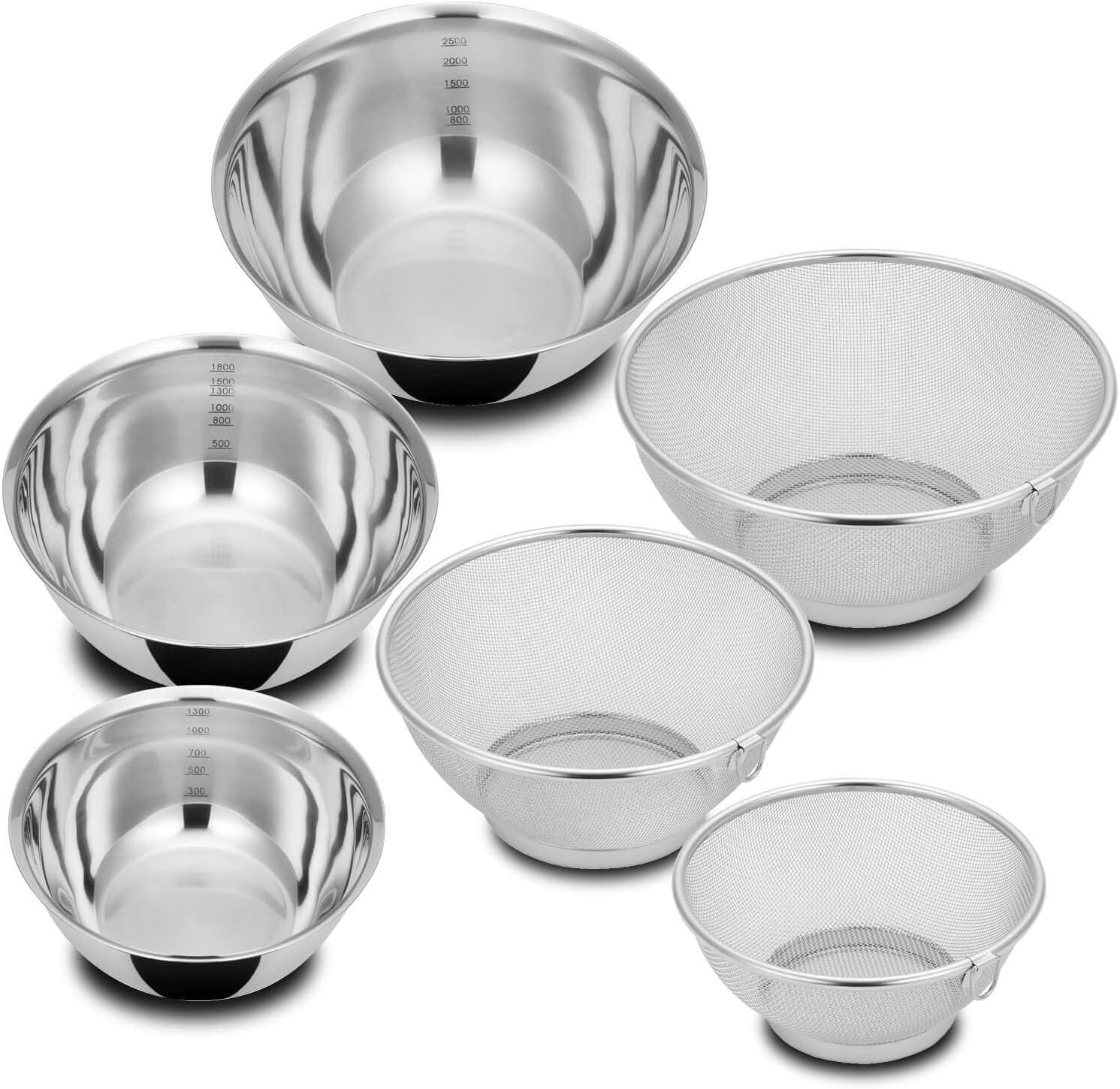 新品 貝印 KAI ステンレス ボウル メッシュザル 6点セット 調理器具 一人暮らし 18cm 21cm 24cm 重ね 収納 一体化 タイプ