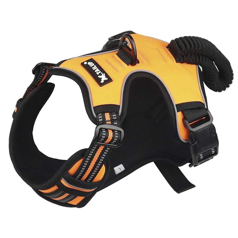 【新品】 犬用ハーネス 中型犬/大型犬向け 引っ張り防止 装着簡単 調整可能なハーネス 反射材料付き柔らかい犬用胴輪 犬のお散歩/訓練用 通気性がいいドッグ用ハーネス (オレンジ, S) 1