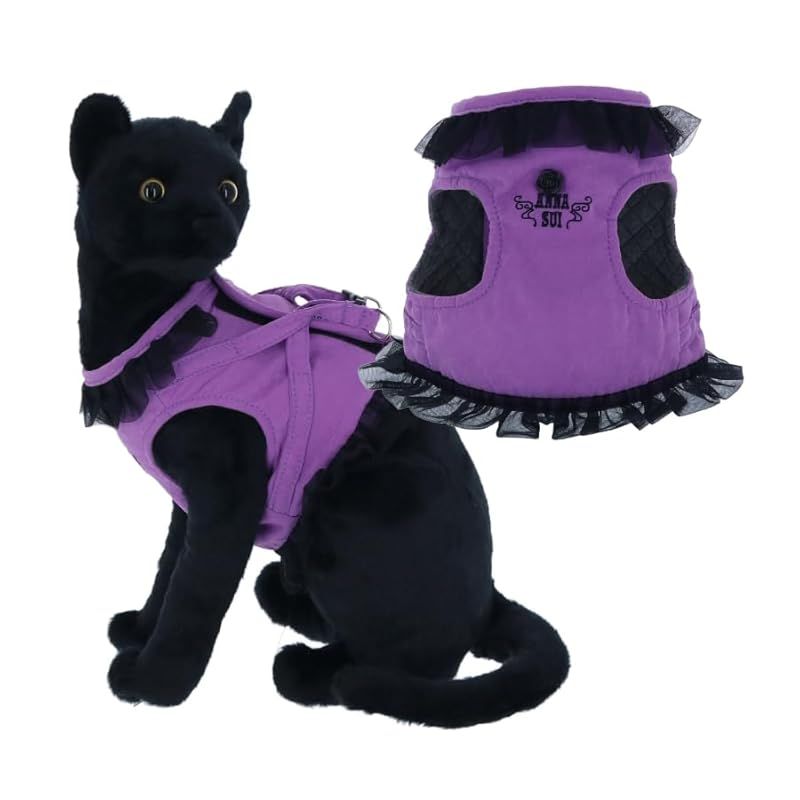 【新品】 ANNA SUI アナスイ 猫 フリル付きハーネス | アナ スイ アナ・スイ フリル付きハーネス 猫用品 ペット用品 (パープル, S) 1