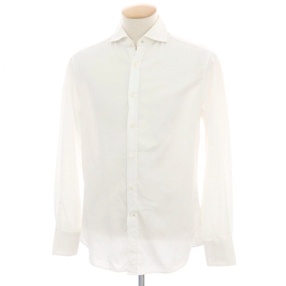 【中古】ブルネロクチネリ Brunello Cucinelli コットン ワイドカラー ドレスシャツ ホワイト【サイズS】【メンズ】 中古】ブルネロクチネリ Brunello Cucinelli コットン ワイドカラー