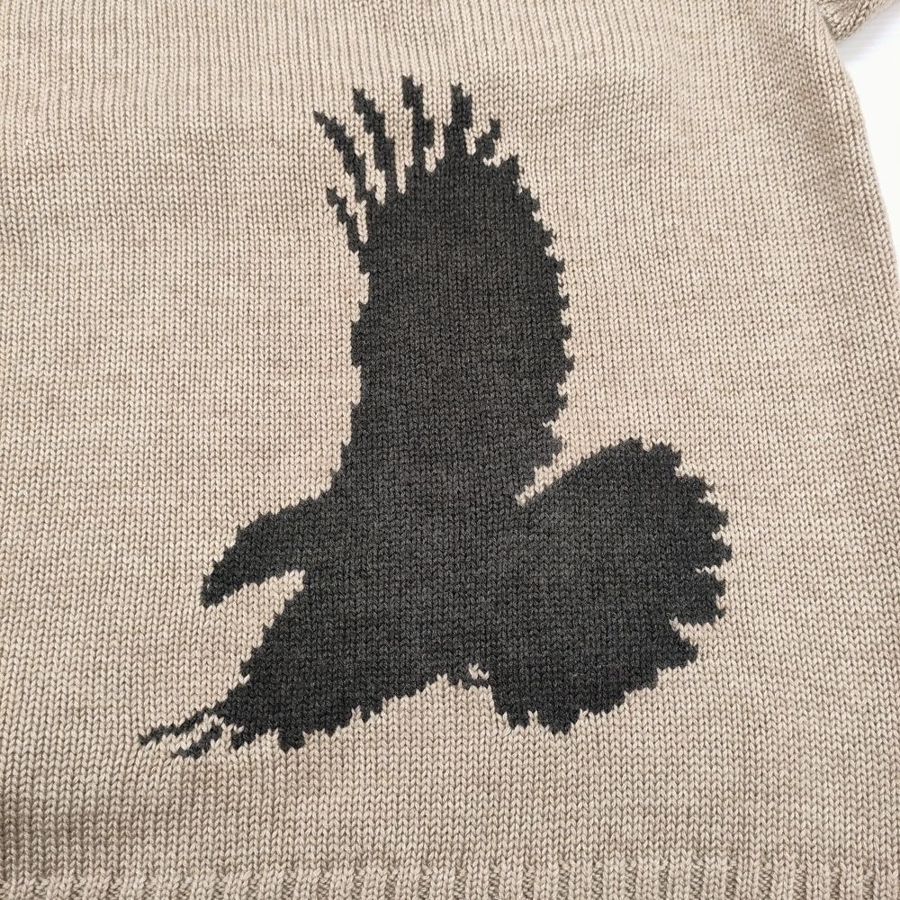 s'yte Yohji Yamamoto 7G WOOL-BLEND INTARSIA CROW-PATTERN PULLOVER