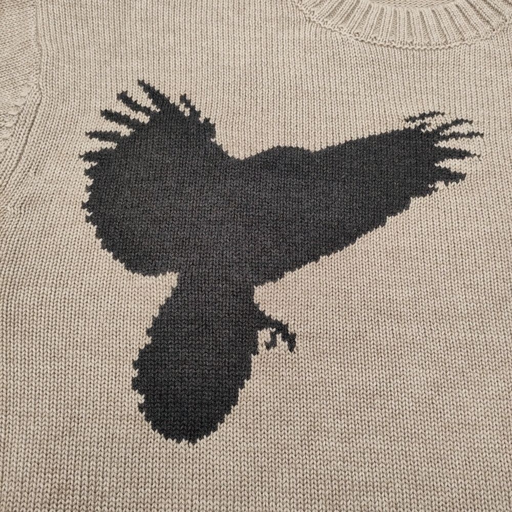 s'yte Yohji Yamamoto 7G WOOL-BLEND INTARSIA CROW-PATTERN PULLOVER