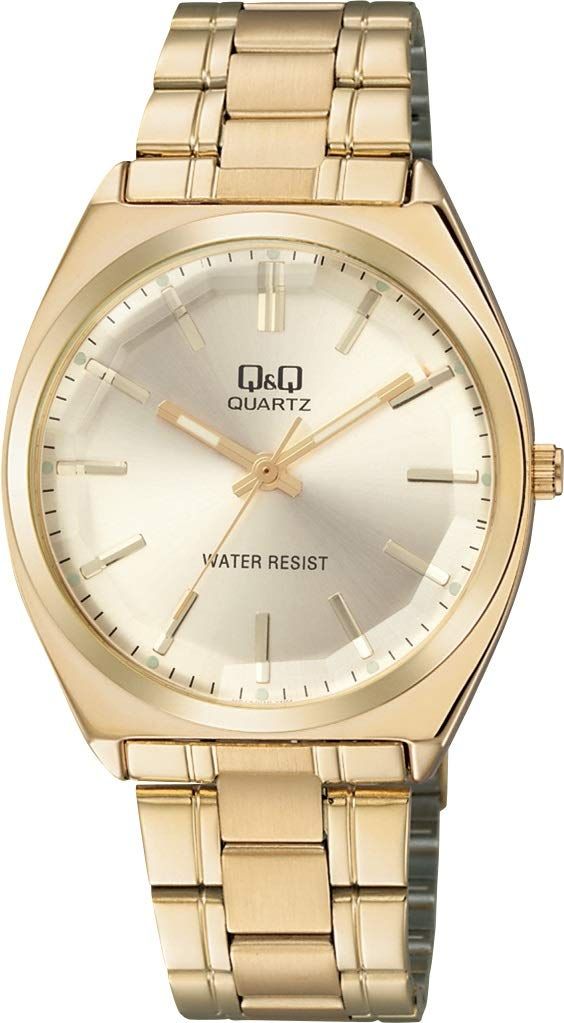 QB78-010 Men's Gold Analog Waterproof Metal Band Wrist Watch