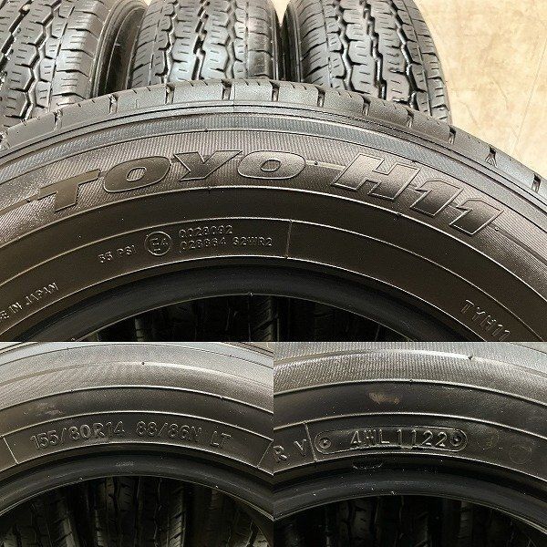 TOYO H11 155/80R14 88/86N LT 14インチ 夏タイヤ 4本 22年製 プロボックス サクシード等　(KTD737) クレジットカード QRコード決済可能 TOYO H11 155/80R14 88/86N LT 14インチ 夏タイヤ 4本 22年製 プロ