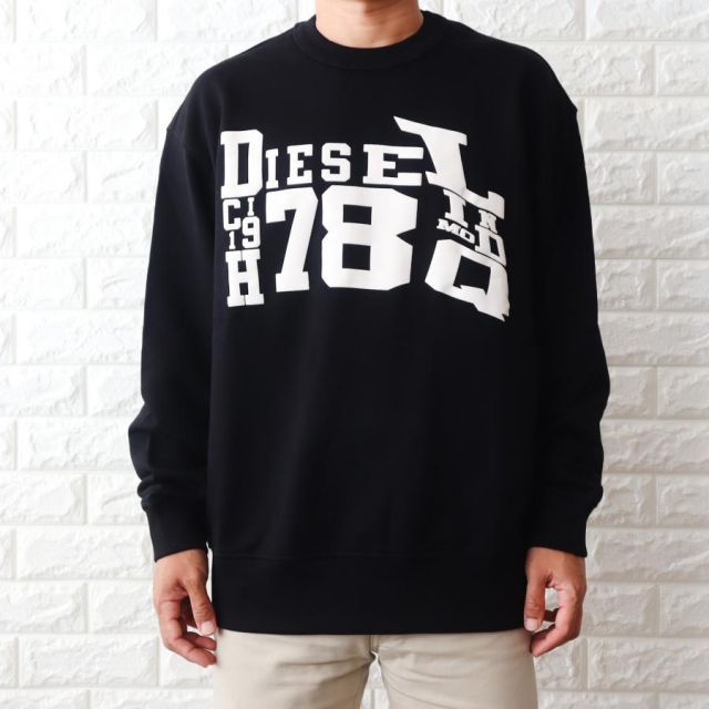 DIESELトレーナー(美品) 並行輸入品】ディーゼル トレーナー メンズ ブラック DIESEL オーバー