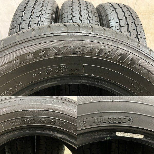 TOYO H11 155/80R14 88/86N LT 14インチ 夏タイヤ 4本 22年製 プロボックス サクシード等　(KTD721) クレジットカード QRコード決済可能 TOYO H11 155/80R14 88/86N LT 14インチ 夏タイヤ 4本 22年製 プロ
