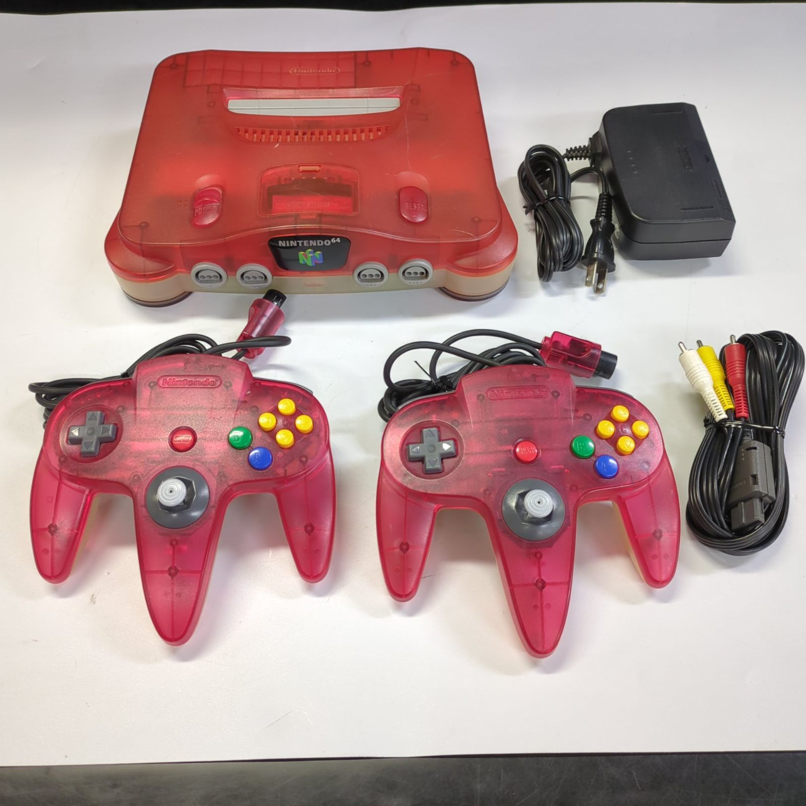 D16513】[ジャンク品] ニンテンドー64 本体 クリアレッド 