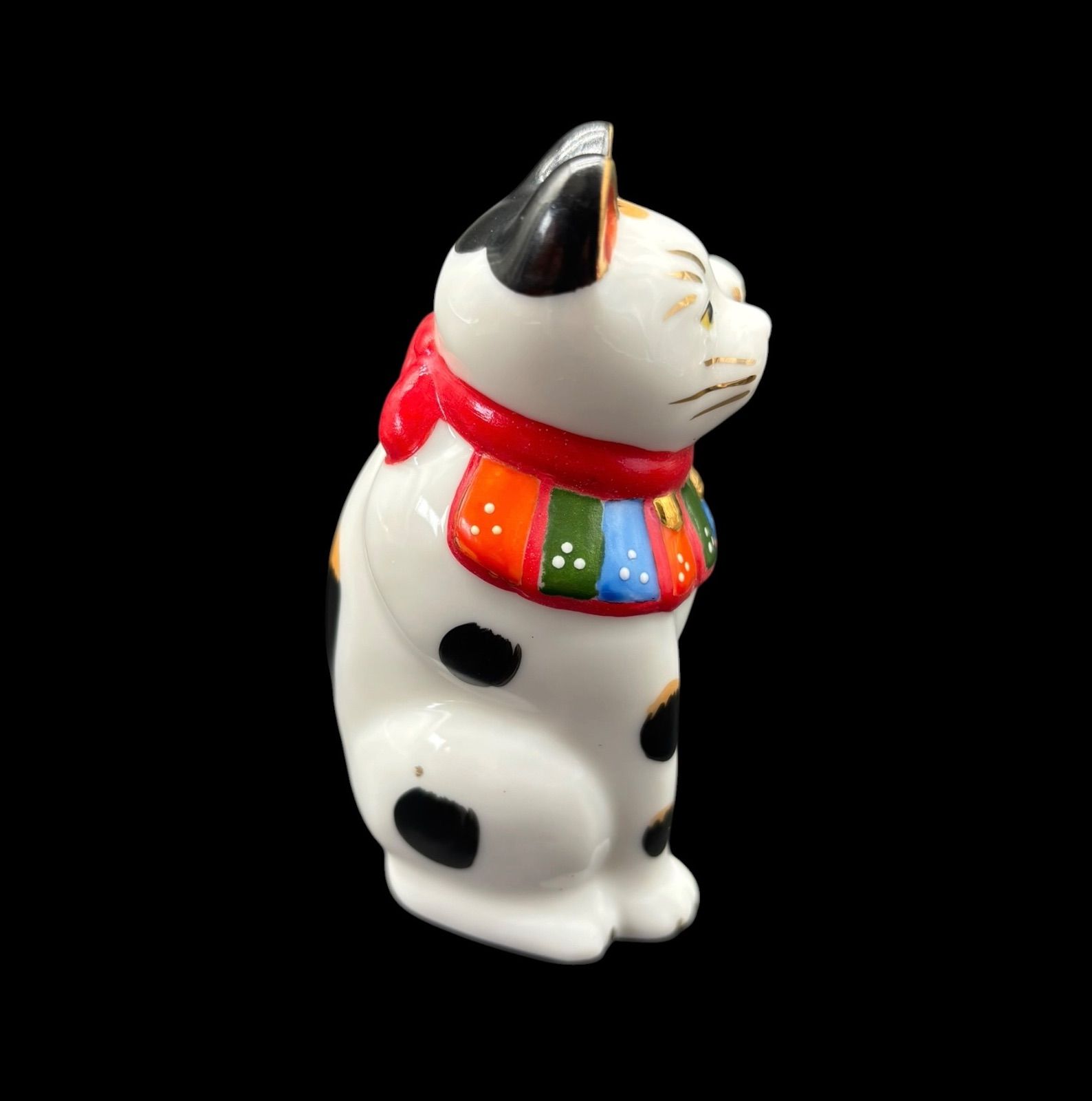 古瀬戸 招き猫 福 薬師窯 左手 縁起物 飾り 陶器 昭和 レトロ 工芸品