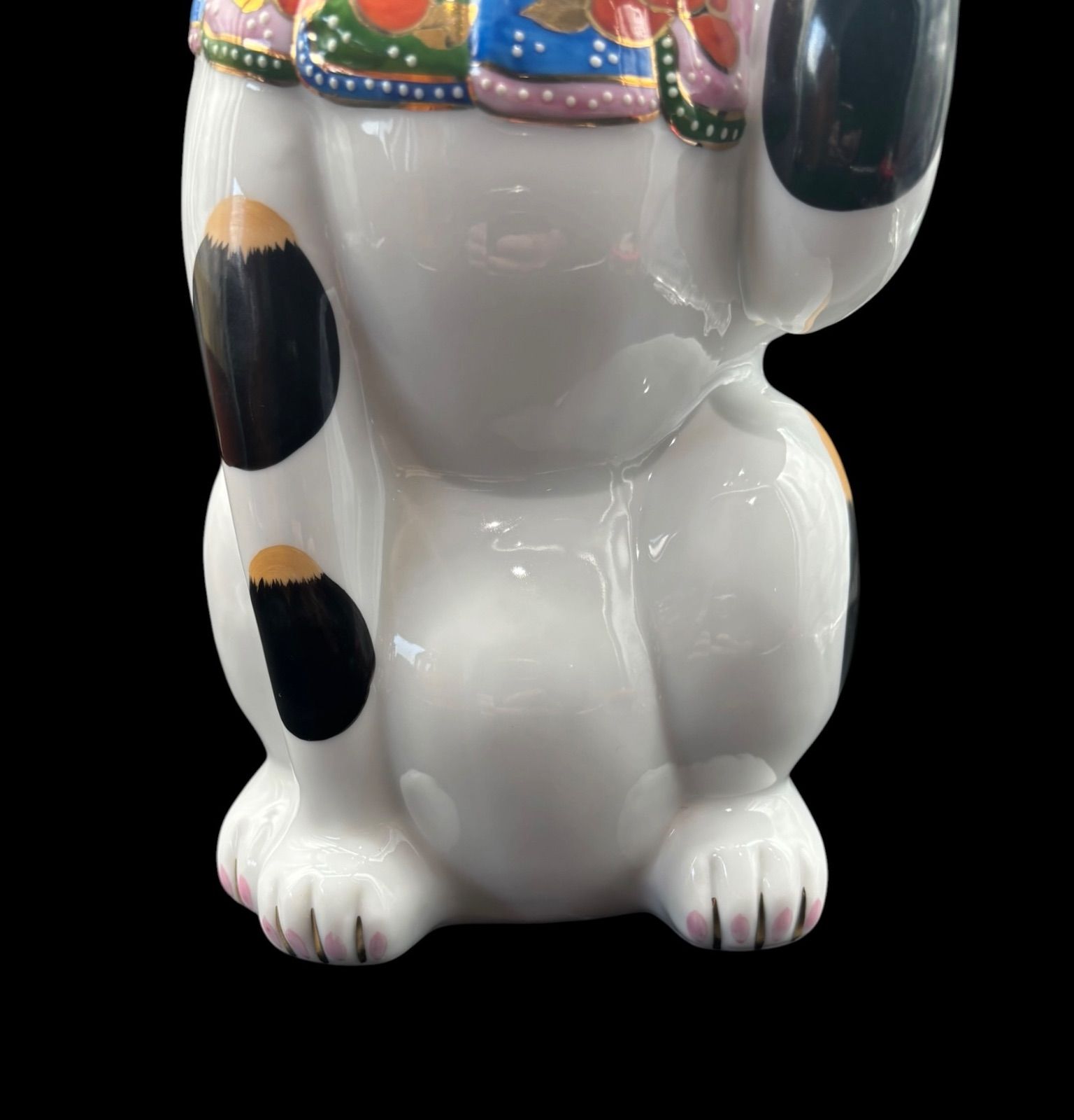 おもだか屋 招き猫 古瀬戸 赤絵 左手 縁起物 開運 金運 貯金箱 陶器