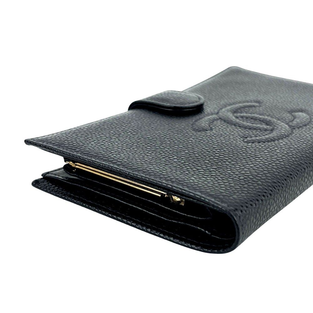 シャネル ■美品■ 二つ折り 長財布 ウォレット ココマーク キャビアスキン ブラック 【631795】13 シャネル □美品□ 二つ折り 長財布 ウォレット ココマーク キャビア